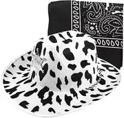 [GAROZATION] 1 Set Cowboy Hat Hats Visor Hat Hat Wide Sun Hat New Year Party Hat Large Hat Cowgirl Hat Black and White Hat Party Cow Print Hat Cute Hat Adorable Hat Cap Non-Woven Fabric