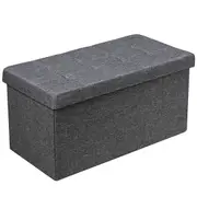 Giantex 80cm Folding Storage Ottoman Blanket Box Shoe Bench Oxford Fabric Bedroom Hallway Entryway, Dark Grey