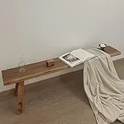 Solid Elm Wooden Bench, Kitchen Bench, Changing Room, Garden Furniture Bench, Easy Assembly, Sturdy and Stable, Selectable Size of Country Style (39.3 x 10.2 x 17.7in/100 x 26 x 45 cm)