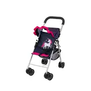 Bayer Buggy Doll Pram Dark Blue With Pink Heats & Unicorn For Dolls Up To 46cm