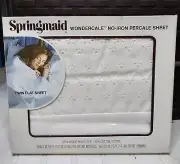 Vintage NEW Twin Flat Sheet White Wondercale Springmaid Queen Anne lace NO IRON