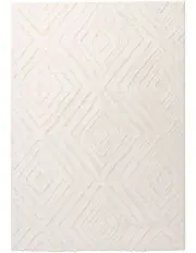 [Miss Amara] Elle Diamond Tribal Textured Rug in Ivory/Cream