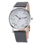 2 Pcs Cute Cat Pattern Fashion Leather Women Quartz Watch
