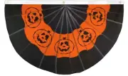 "HALLOWEEN PUMPKINS BUNTING" flag 5x3ft half circle fan polyester banner holiday
