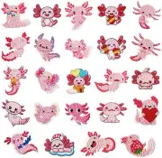 24 Pcs Axolotl 5d DIY Diamond Painting Sticker Creative Multicolor