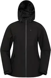[Mountain Warehouse] Vancouver Womens Lightweight Waterproof Jacket - Taped Seams Ladies Rain Coat, Breathable, Adjustable Hood - Best for Travelling, Walking, Outdoors Black Women's Size 16, Black, 12