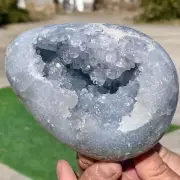 2.01LB Natural Blue Celestite Geode QuartzCrystal Mineral Specimen Healing