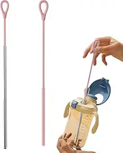 Straw Brush - Straw Cleaning Brush - 2 Pieces Silicone Straws Cleaner Brushes Set | Long Handle Reusable Cleaning Tool with Non-Slip Grip – 6mm & 9mm Pipe Washer for Cup, Mug, Baby Bottles
