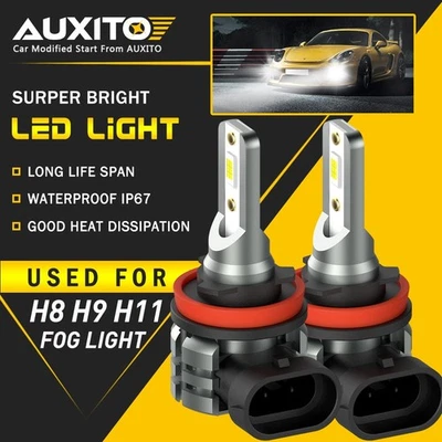 2X AUXITO H8 H9 H11 H16 LED Fog Light Bulb 6000K 4000LM White High Power L3 EOA (for: Volkswagen)