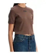 Miu Miu Crewneck Cropped Ribbed T-Shirt S,L,M cocoa brown