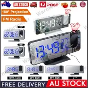 Digital Alarm Clock LED Projector Time Projection Temperature Humidity 4 Dimmer
