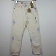 Levi's 501 Jeans Women's Size 28x30 White Tie Dye Denim Button Fly