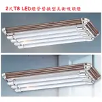 《》2尺T8 10W LED燈管*3燈、*4燈款式吸頂燈具、美術燈胡桃木色，內建分段開關切換附E12小夜燈，燈管可替換型