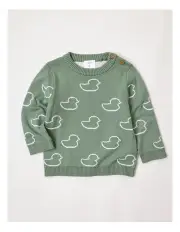 [Sprout] Essential Duck Intarsia Knit Jumper in Green