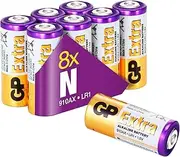 LR1 / Batteries N - Pack of 8 1.5V MN9100 / E90/ GP910A by GP Batteries N LR1 Extra Alkaline Batteries Ideal for: Bike Lights/Alarm Systems/Garage Door openers/GPS Trackers/Motion Sensors etc.