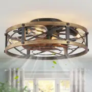 Caged Ceiling Fan with Light, Modern Fandelier Flush Mount Ceiling Fans with ...