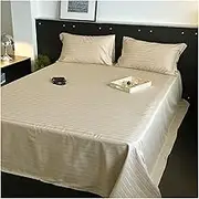 Satin Flat Sheet Single/Twin Small Double/Full Queen King Size Bed Soft and Breathable Bed Sheets 300TC Long Staple Cotton Jacquard Top Sheets(Khaki,160x230cm-63x90 in)