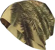 [ZaKhs] Palm Tree Tropical Print Beanie Hat Winter Warm Knit Hat Soft Skull Cap for Women Men Black, Black, One Size