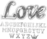 jojofuny 56Pcs Embroidered Sequin Alphabet Patches Iron Sew Letters for DIY Projects Hats Jeans and Socks Durable Design