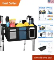 Black Foldable Walker Basket with Extra Mesh Pockets – Perfect Gift for Seniors