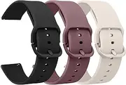 3-Pack Silicone Bands Compatible for FITVII HM57 / FITVII H56 Smart Watch Band, Soft Silicone Sport Adjustable Replacement Straps for FITVII HM57 / H56 Smartwatch (Black+Smoke Violet+Starlight)