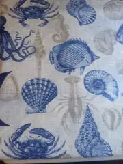 Richloom Solarium Outdoor Fabric~Sealife Crab Octopus Fish Shell 3 3/4 Yd x 54"