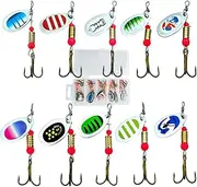 10pc Bass Trout Spinner Bait Spinnerbait - Fishing Tackle Box Kit Crappie Pike Salmon Freshwater Saltwater Metal Hard Swimbait Blades Walleye Tail Pesca
