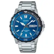 Casio Marine Sports Duro Analog Day/Date Metal Silver Blue Watch MTD-125D-2A1V