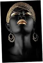 1pc African Woman Painting Core Decor House Wall Adornment Framed Poster Framed Artwork Canvas Posters Photo Canvas Wall Painting Canvas Painting Art Painting Wall Hanging Painting IWOWHERO