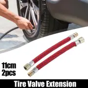 2 Pcs Tire Valve Extension 11cm 4.33" Tire Inflator Valve Adaptor for Car Red