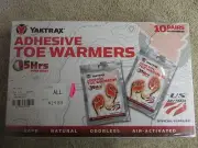 Yaktrax Adhesive Toe Warmers - 5 Hours Pure Heat - 10 Pairs - Safe - New (G 44)