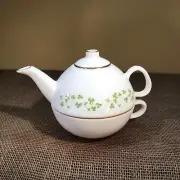 Royal TARA Fine Bone China Ireland Shamrock Individual 3pc Tea Set-Teapot w/Cup