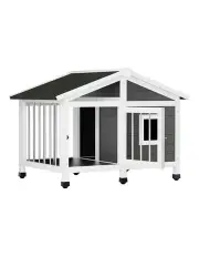 [i.Pet] Wooden Outdoor Kennel Large in Grey/White