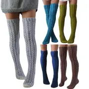 Women's Cable Knitted Thigh High Boot Socks Extra Long Winter Stockings Over