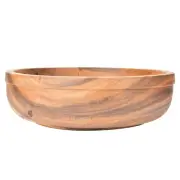 AU Wooden Salad Bowl Food Fruit Container Dish Tableware Kitchen Utensils30x9cm
