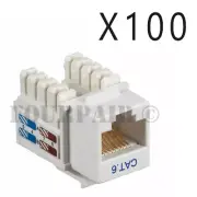 100 Pack Lot - CAT6 Network RJ45 110 Punch Down Keystone Snap-In Jack - White