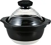 HARIO GNR-200-B-W Rice Pot with Glass Lid, 2-3 Cups, Visible Inside Heat-Resistant Glass, Ceramic, Made in Japan