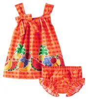 [Fabula] Fábula Baby checked cotton dress and bloomers set M 18 orange