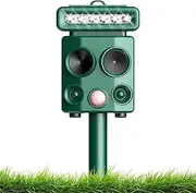 Cat Repeller Ultrasonic Animal Repellent, Solar Cat Repeller with PIR Motion Sensor and LED Flashing Light, Waterproof, Solar and USB Charging, 4 Modes Marten Deterrent for Cats, Dogs, Birds, Wild