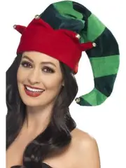 Plush Elf Hat Elfs Christmas Santas Workshop Fancy Dress Costume Accessory