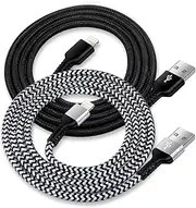 USB A to Lightning Cable-2Pack/6Ft Nylon Braided Long iPhone Charger Chord, Approved Fast Charging Power Cord for iPhone 14, 13 Pro Max, 13Pro, 13, 13 Mini, 12 11 10 XR XS X 8 Plus 7 6 Cargador