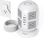 Tower Surge Protector Power Strip 10 ft, TESSAN Long Flat Extension Cord