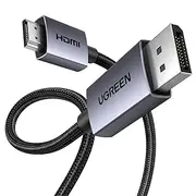 UGREEN 4K Displayport to HDMI Uni-Directional Cable 1M Braided Aluminium Male to Male for Gaming on Multi-Screen Compatible with Monitor, Projector, HDTV, Laptop, HP, Dell