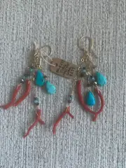 Handmade Earrings Turquoise, Apatite, Coral, Brand New