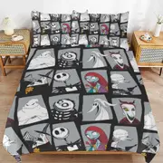 a1576 The Nightmare Before Christmas Duvet Cover Set, 3 Piece Bedding Set 86x70" Double Sided Printing Decorative Comforter Cover Set (1 Duvet Cover +