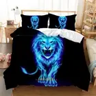Blue Fire Lion Duvet/Doona/Quilt Cover Set Single/Double/Queen/King Size Bed