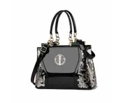 Patent Leather Sequins Handbags for Ladies Hobo Bag-Black