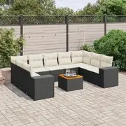 Garden Sofa Set with Cushions - Outdoor Patio Furniture, Wicker Rattan Chairs & Table for Balcony, Garden Conversation - 10 Piece Set