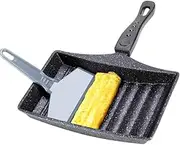 Tamagoyaki Frying Pan Non-Stick Fry Tamago Pan Wave Bottom Maifanite Stone Egg Roll Pan, for Omelette, Japanese Snacks, Black