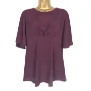 Topshop Maternity Austin Blouse Peplum Purple Size 8 Pregnacy Top Flutter Sleeve